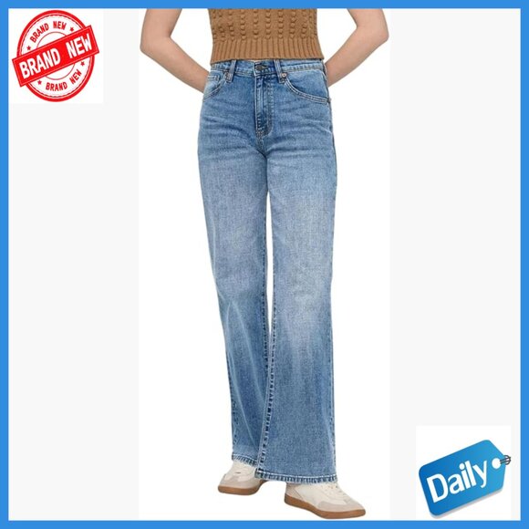 Midweight Performance Denim Wide Leg Pants High Rise Stretch Jeans